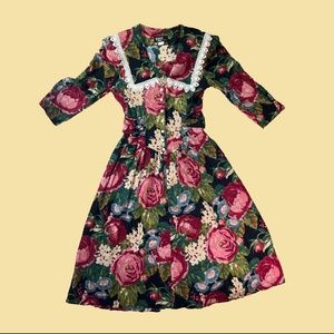 vintage 70s floral print ruffle dress dawn joy